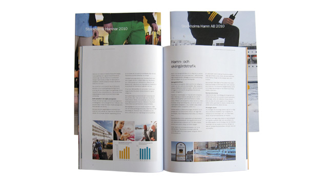 Ett uppslag ur Stockholms Hamnars årsredovisning 2010