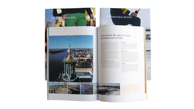 Ett uppslag ur Stockholms Hamnars årsredovisning 2010
