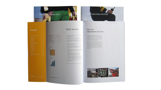 Ett uppslag ur Stockholms Hamnars årsredovisning 2010
