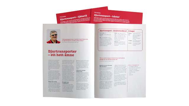 Ett uppslag ur branschbroschyren Kvalitetssäkrade djurtransporter