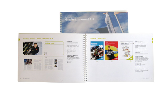 Ett uppslag ur TYA's grafiska manual