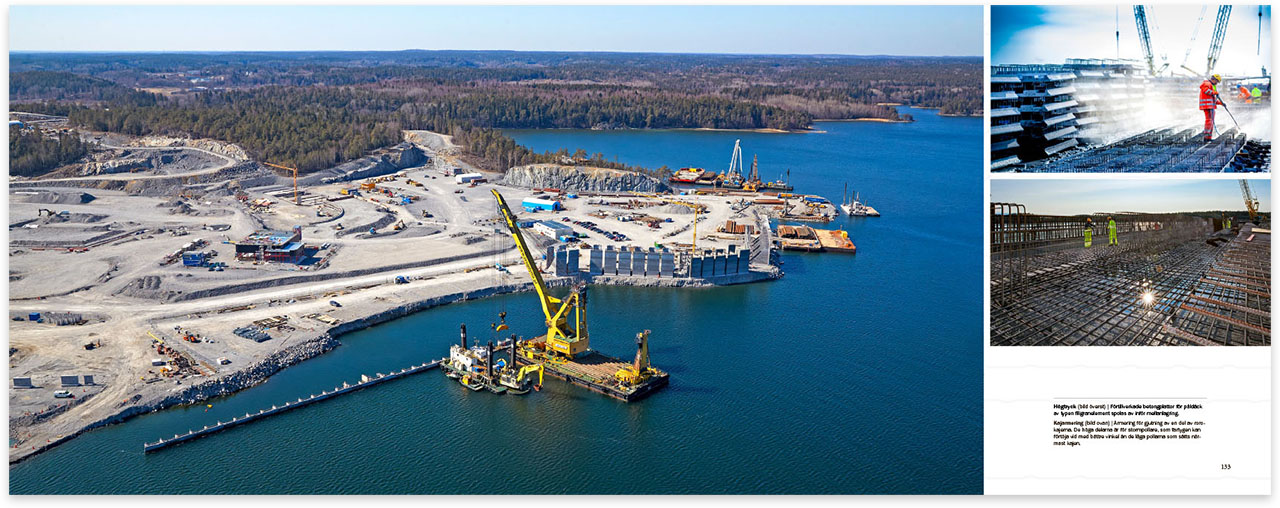 Ett uppslag ur boken Att bygga en hamn – Stockholm Norvik Hamn