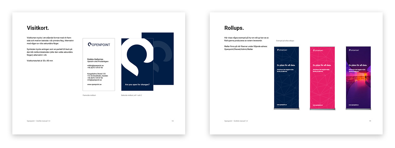 Ett par sidor ur Openpoints grafiska manual