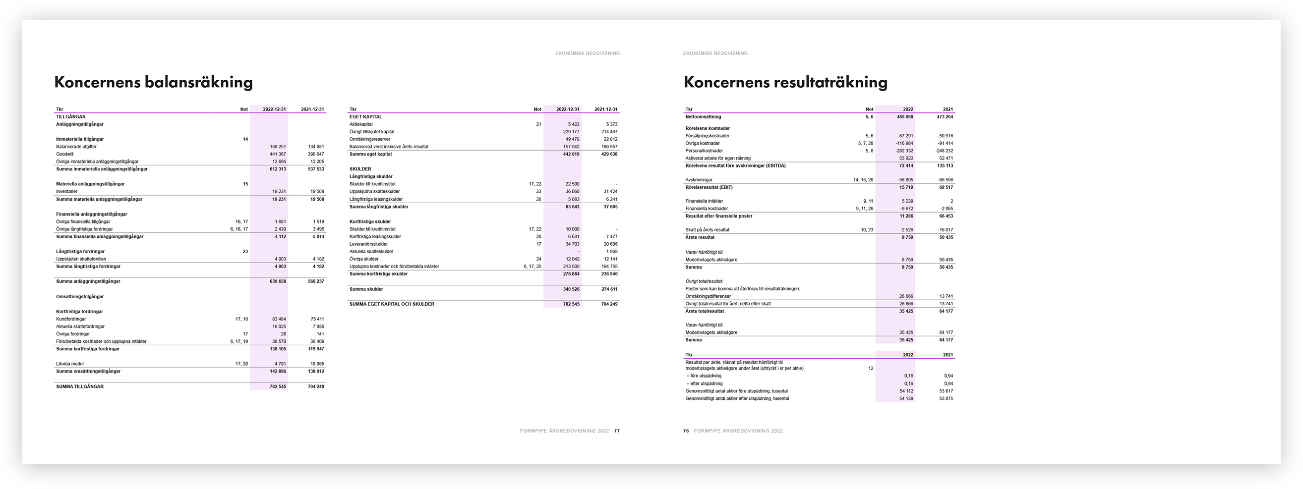 Ett uppslag ur Formpipes årsredovisning